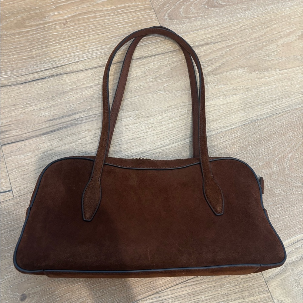 Madewell Top Zip Shoulder Bag Brown Suede